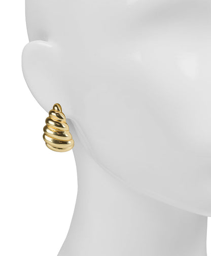 Patricia Nash Scalloped J Hoop Clip Earrings - Rope Ring