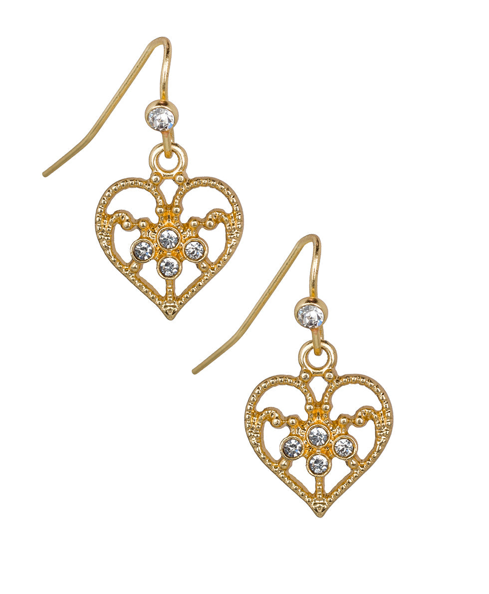Patricia Nash Mini Heart Drop Earrings - Filigree