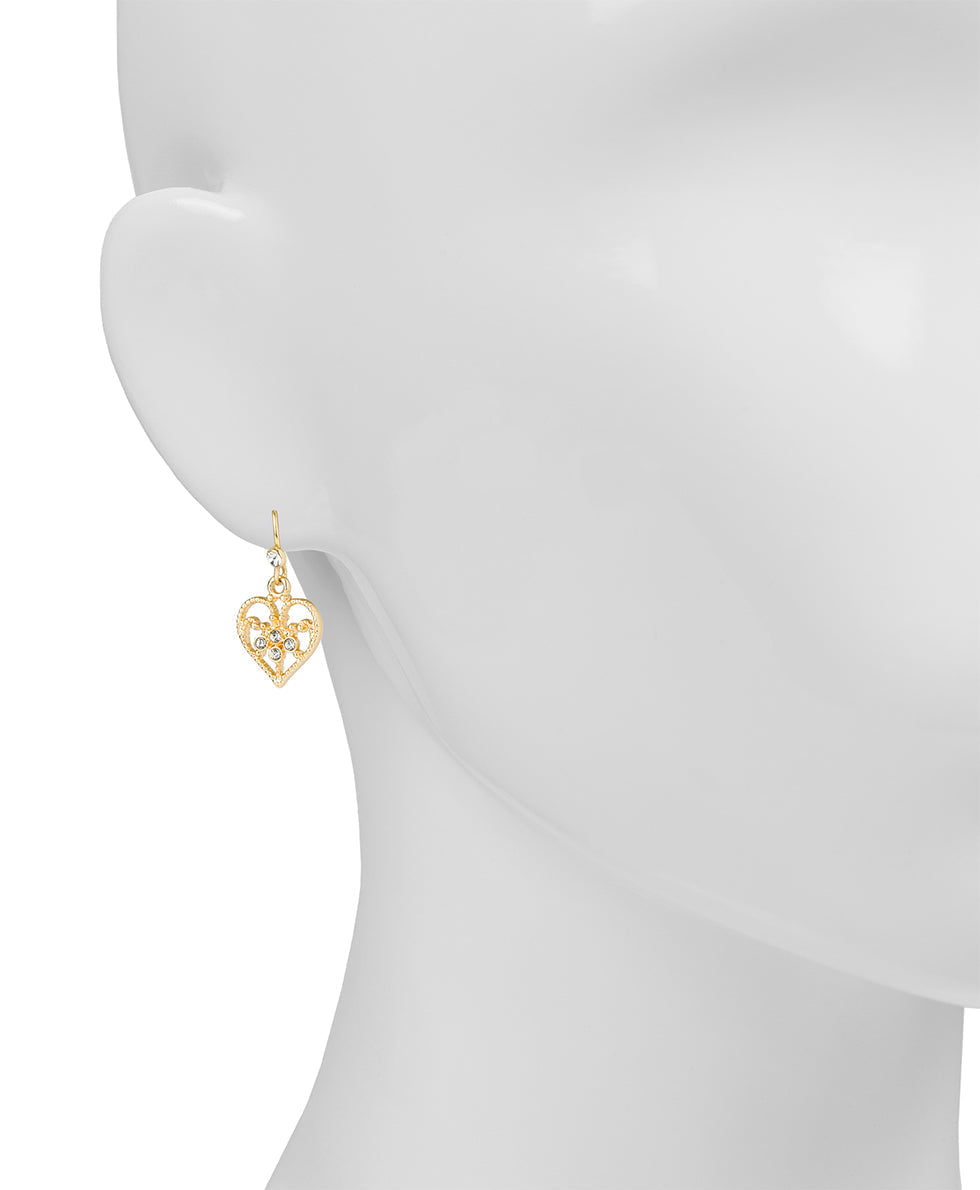 Patricia Nash Mini Heart Drop Earrings - Filigree