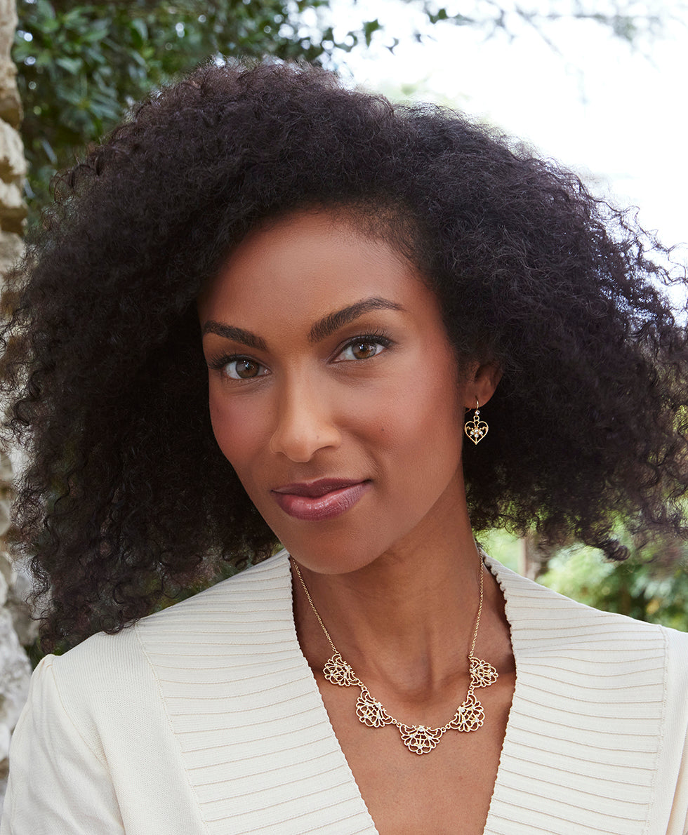Patricia Nash Mini Heart Drop Earrings - Filigree