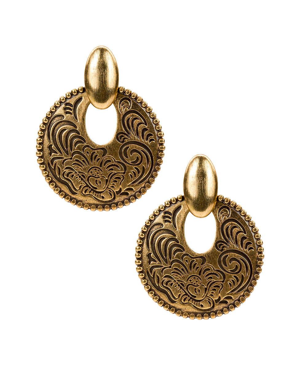 Patricia Nash Doorknocker Earrings - Etched Tooled