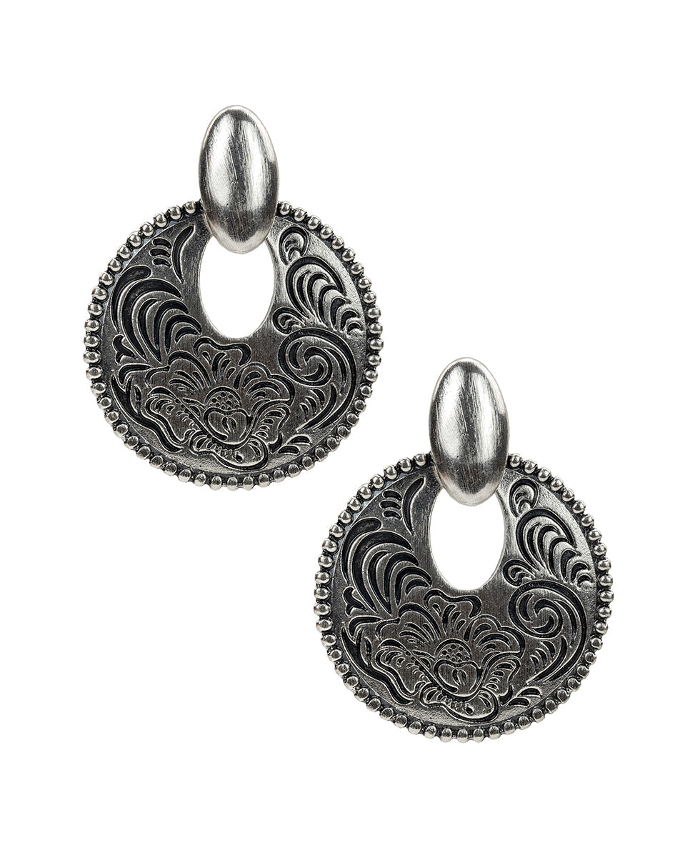 Patricia Nash Doorknocker Earrings - Etched Tooled