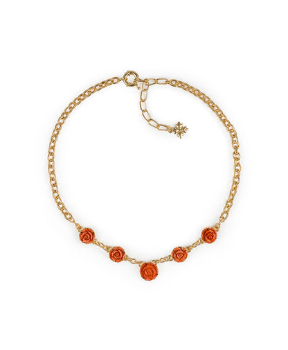 Patricia Nash Carved Rose Link Necklace - Filigree and Flowers