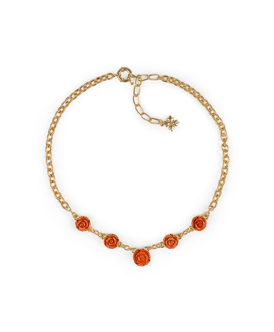 Patricia Nash Carved Rose Link Necklace - Filigree and Flowers