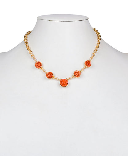 Patricia Nash Carved Rose Link Necklace - Filigree and Flowers
