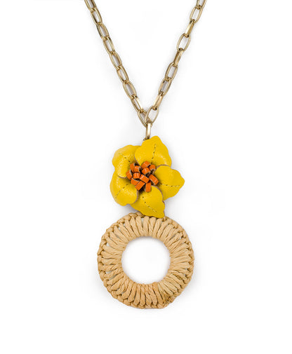 Patricia Nash Valentina Flower Pendant Necklace - Rattan