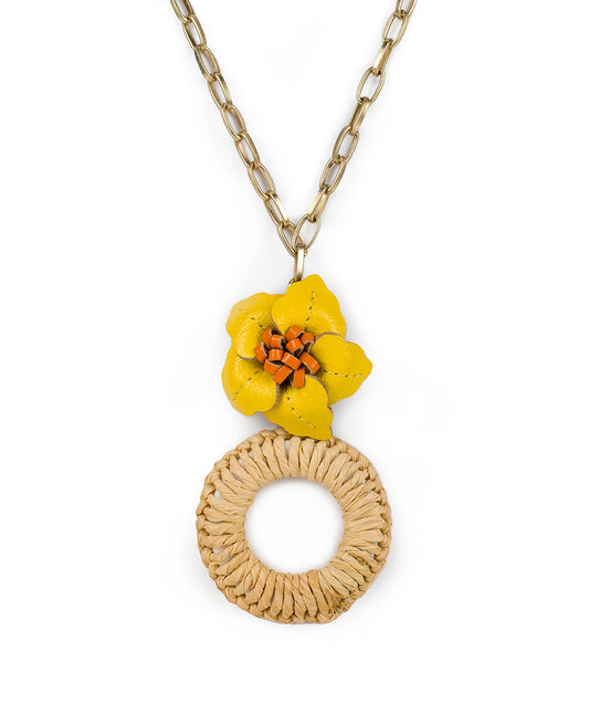 Patricia Nash Valentina Flower Pendant Necklace - Rattan