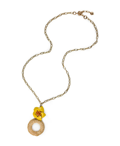 Patricia Nash Valentina Flower Pendant Necklace - Rattan
