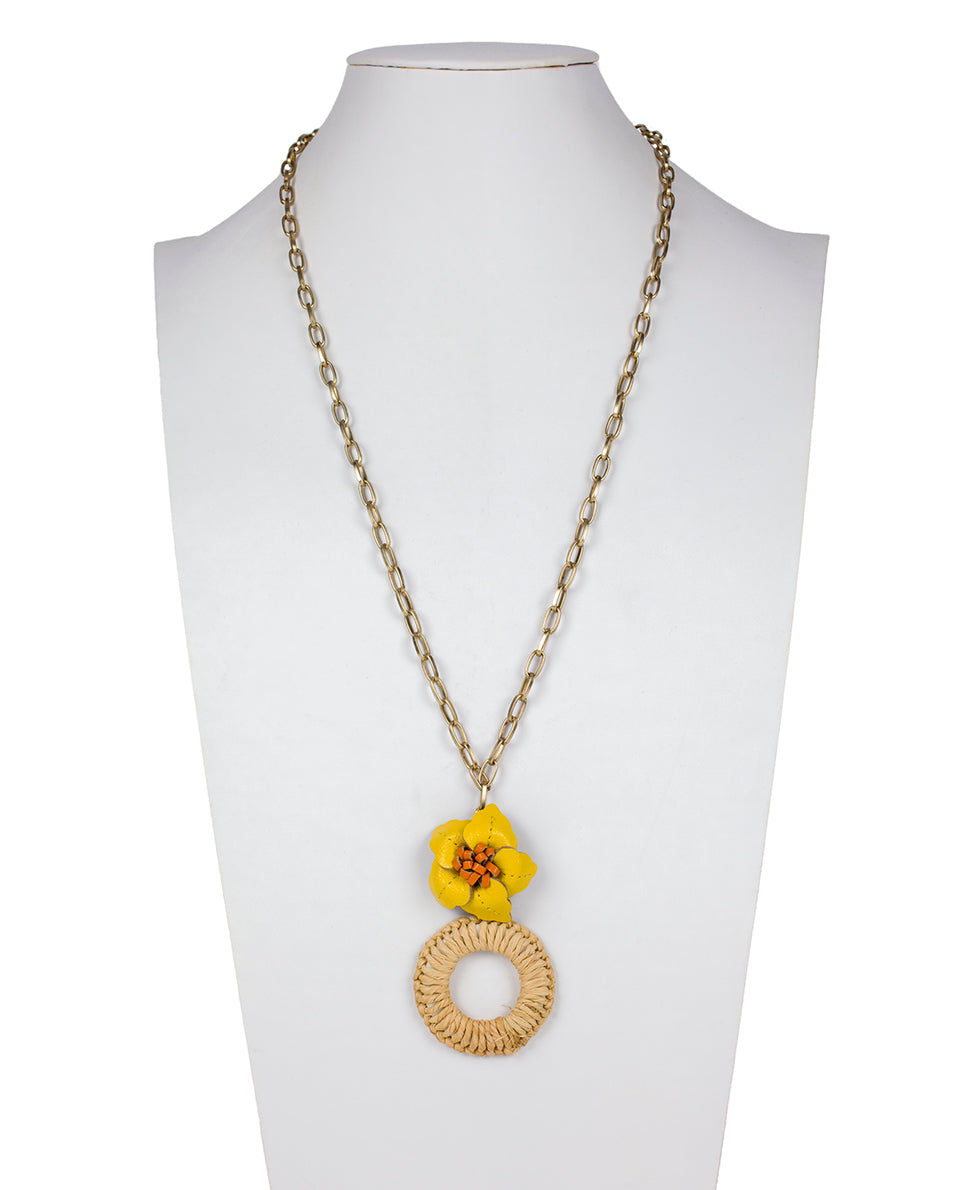 Patricia Nash Valentina Flower Pendant Necklace - Rattan