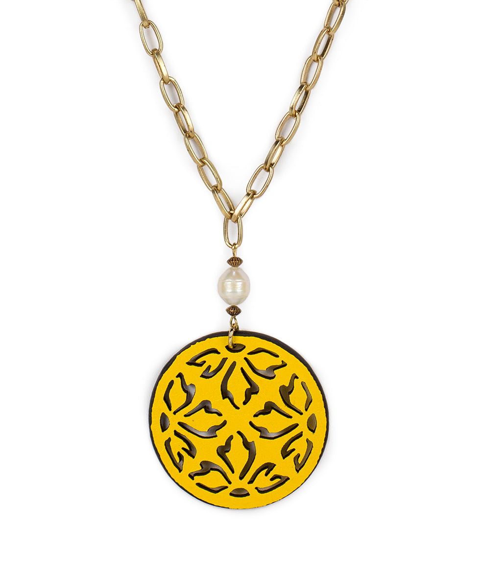 Patricia Nash Orianna Long Pendant Necklace - Leather Lace