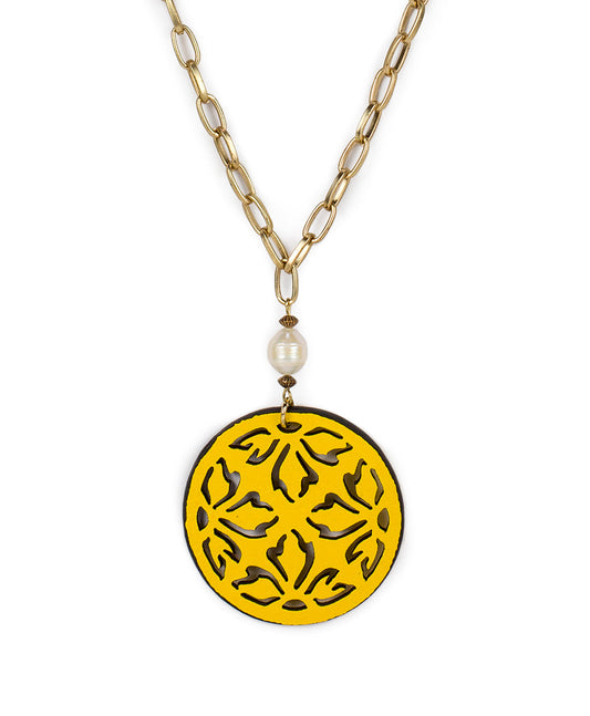 Patricia Nash Orianna Long Pendant Necklace - Leather Lace