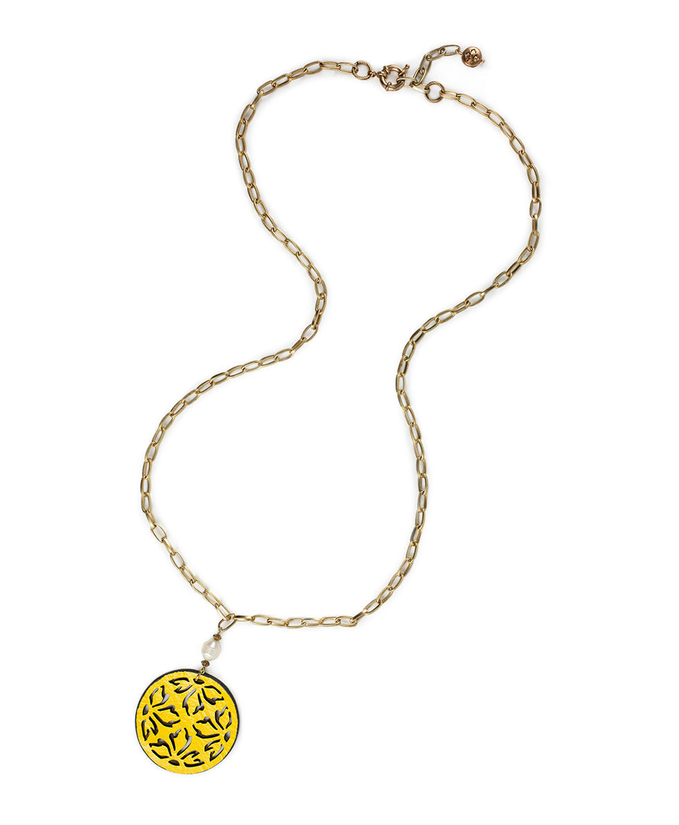 Patricia Nash Orianna Long Pendant Necklace - Leather Lace