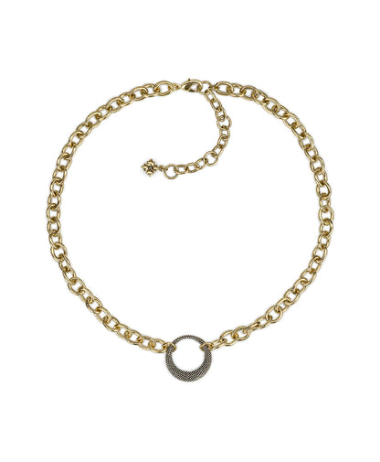 Patricia Nash Circle Necklace | Caviar Collection | Antique Gold / Silv...