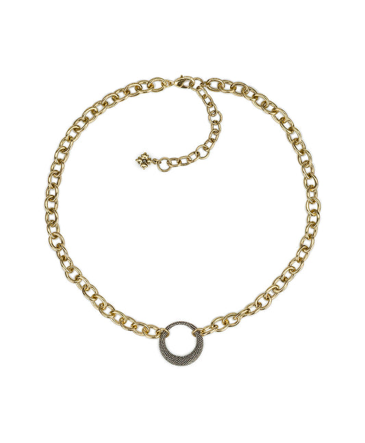 Patricia Nash Circle Necklace | Caviar Collection | Antique Gold / Silv...