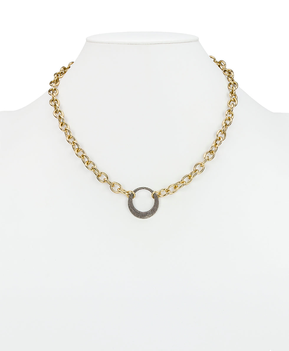 Patricia Nash Circle Necklace | Caviar Collection | Antique Gold / Silv...