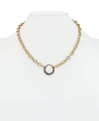 Patricia Nash Circle Necklace | Caviar Collection | Antique Gold / Silv...