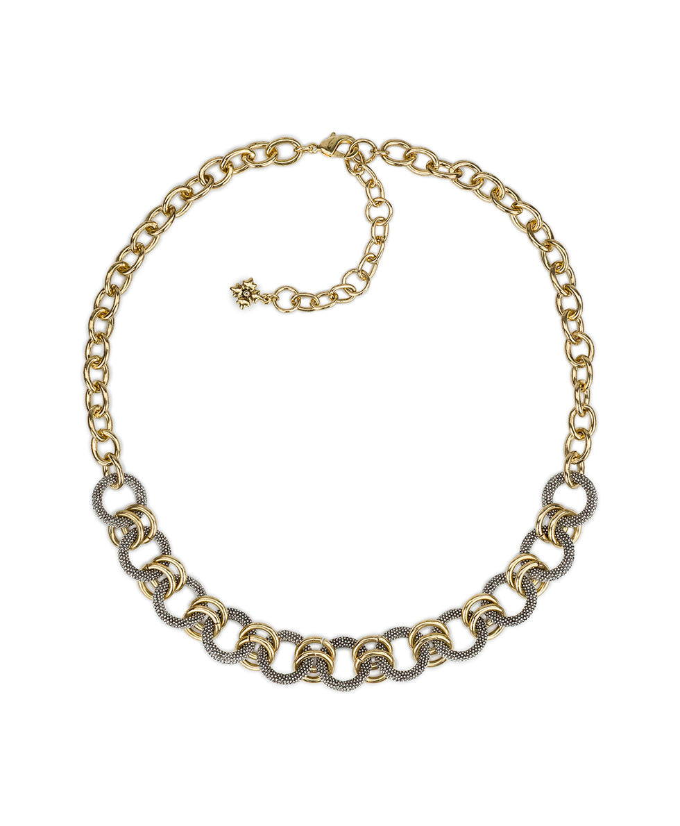 Patricia Nash Link Necklace | Caviar Collection | Antique Gold / Silver Ox