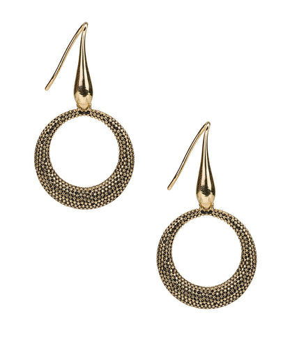 Patricia Nash Ring Drop Earrings | Caviar Collection | Antique Gold