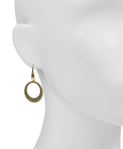 Patricia Nash Ring Drop Earrings | Caviar Collection | Antique Gold