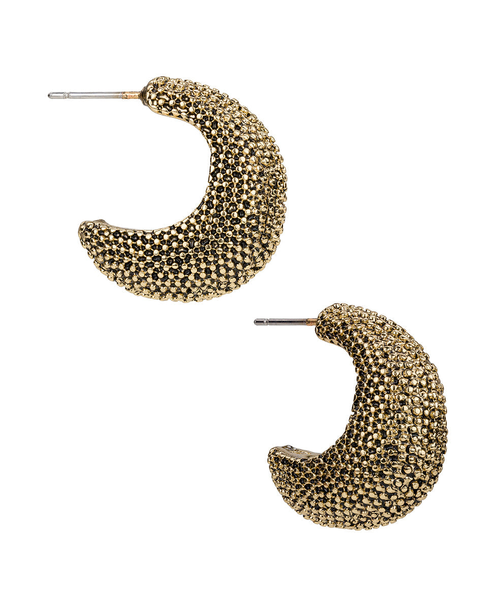Patricia Nash J Hoop Earrings | Caviar Collection | Antique Gold