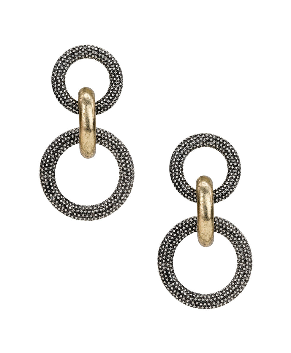 Patricia Nash Double Ring Earrings | Caviar Collection | Silver Ox/Anti...