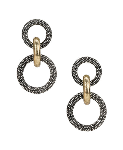 Patricia Nash Double Ring Earrings | Caviar Collection | Silver Ox/Anti...