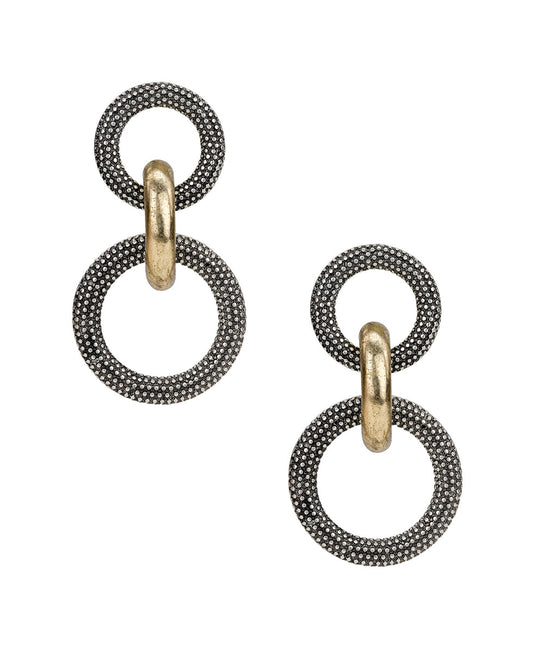 Patricia Nash Double Ring Earrings | Caviar Collection | Silver Ox/Anti...