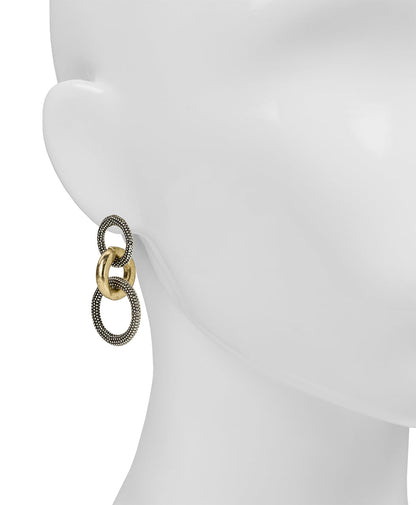 Patricia Nash Double Ring Earrings | Caviar Collection | Silver Ox/Anti...