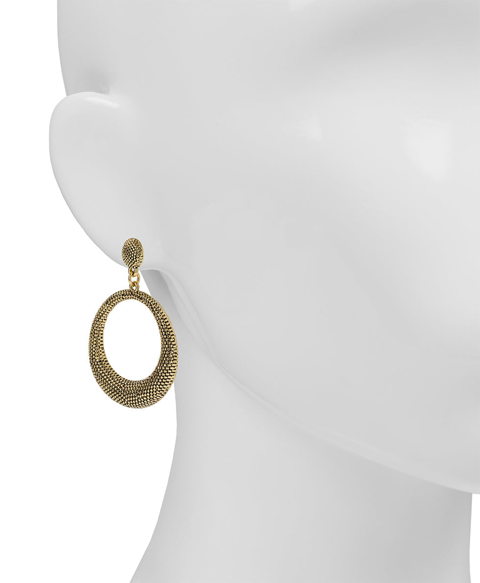 Patricia Nash Doorknocker Earrings | Caviar Collection | Antique Gold
